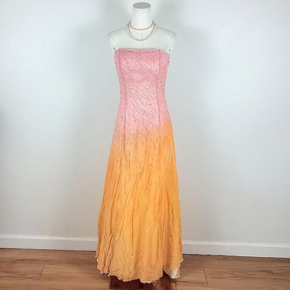 Y2K Silky Ombre Rhinestone Beaded Fairy Prom Dress
